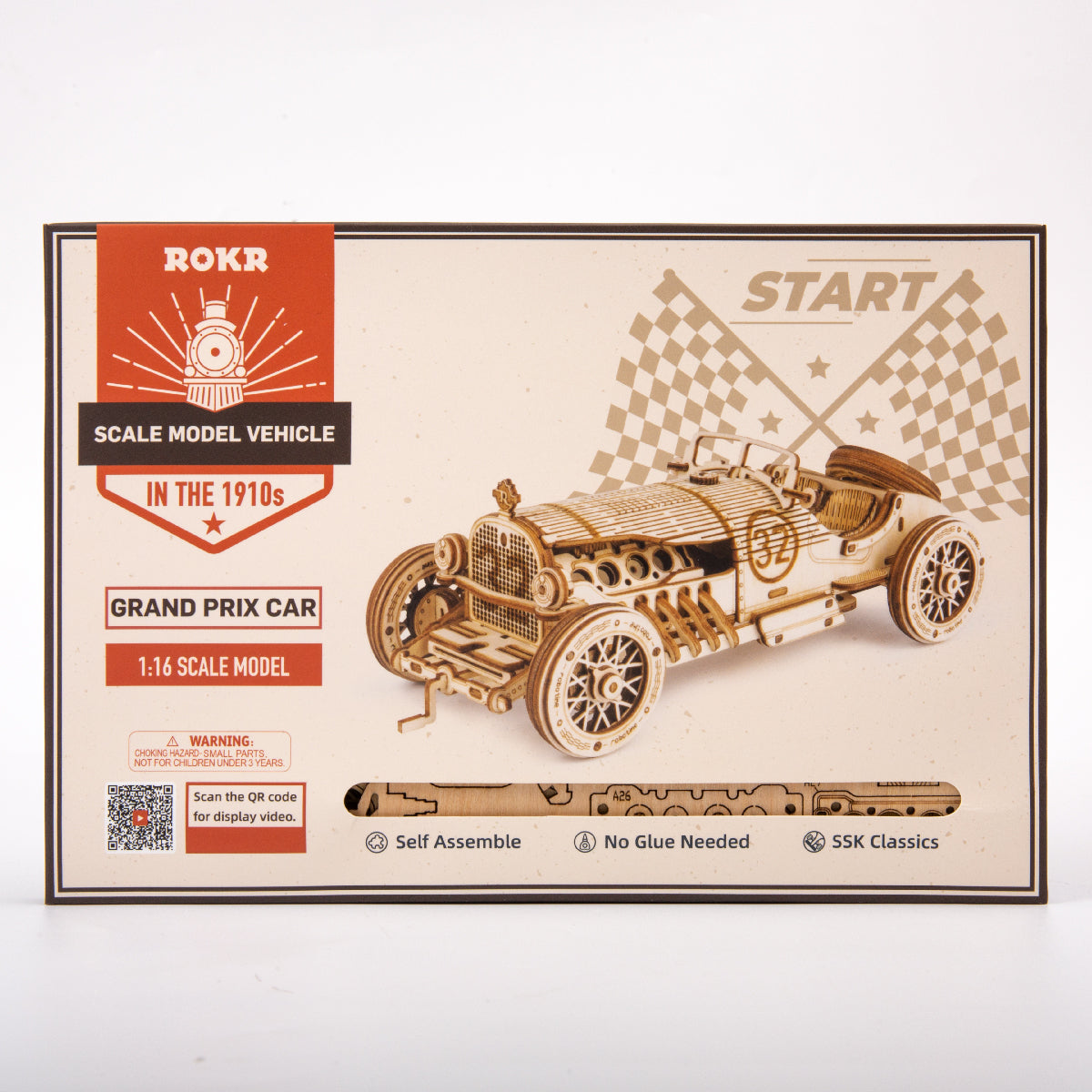 ROKR Grand Prix Car Scale Model 3D Wooden Puzzle MC401