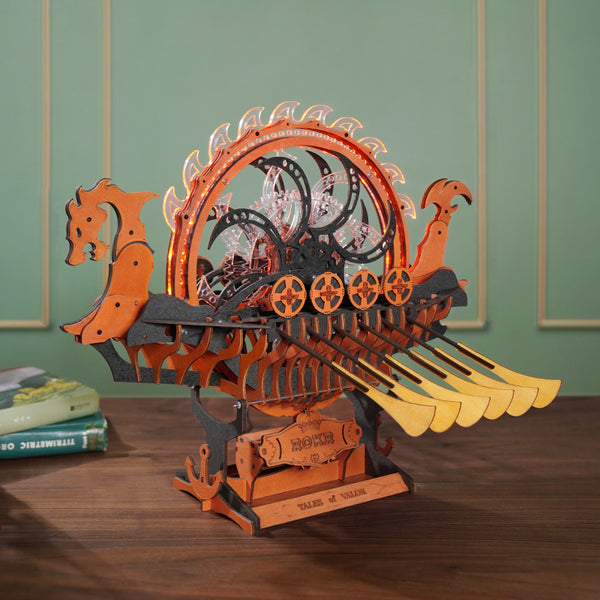 ROKR Viking Dragon Ship Mechanical 3D Wooden Puzzle LK802 – Rolife Store US