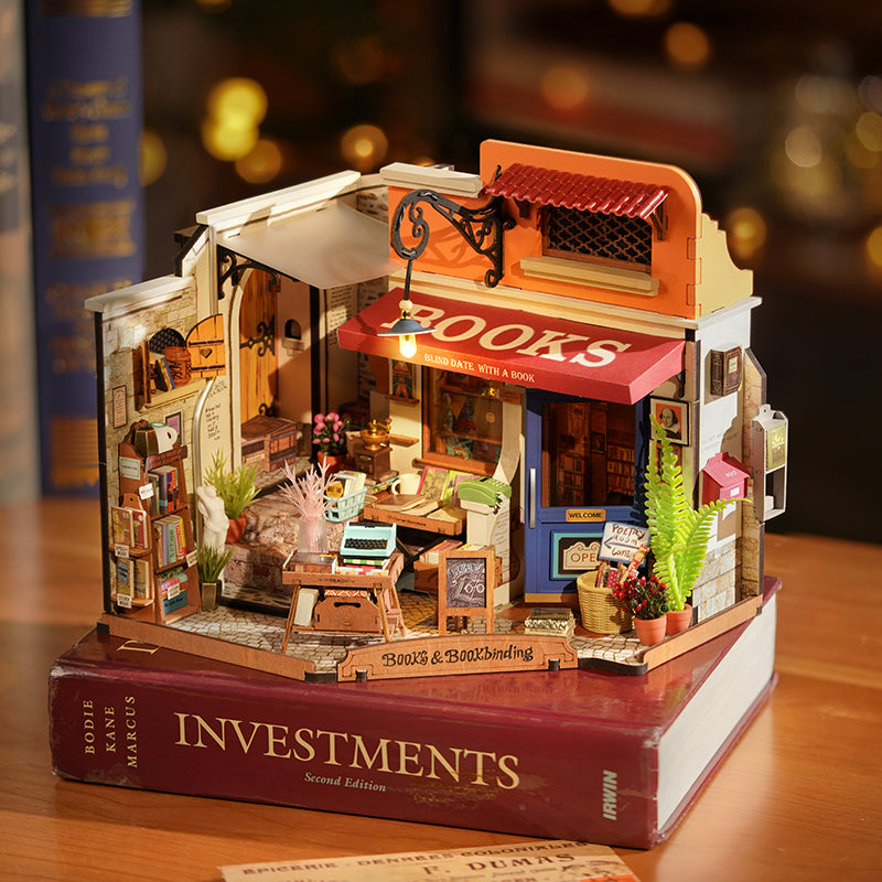 Rolife Corner Bookstore DIY Miniature House Kit DG164