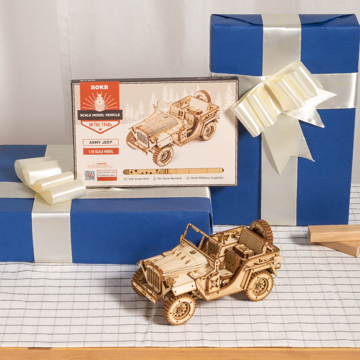 ROKR Army Jeep Scale Model 3D Wooden Puzzle MC701