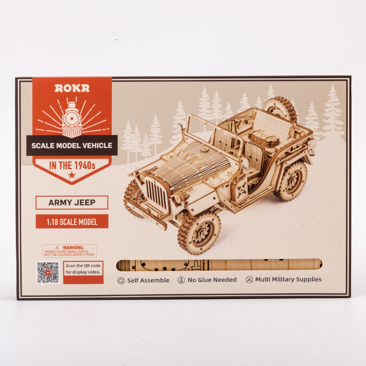 ROKR Army Jeep Scale Model 3D Wooden Puzzle MC701