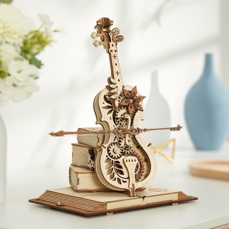 ROKR Magic Cello Mechanical Music Box 3D Wooden Puzzle AMK63