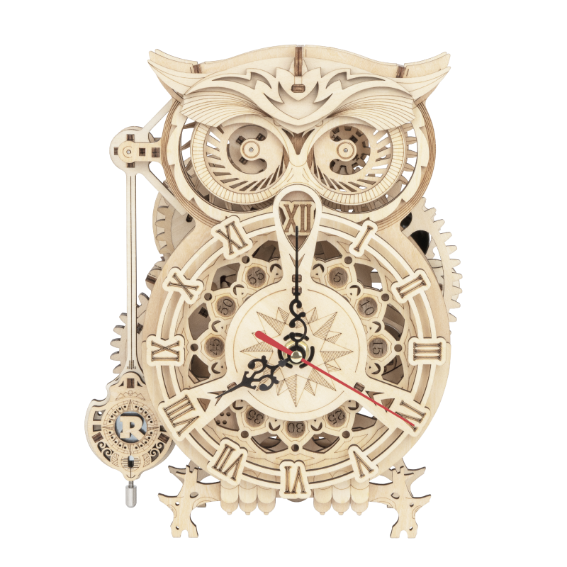 ROKR Owl Clock Mechanical Gears 3D Wooden Puzzle LK503